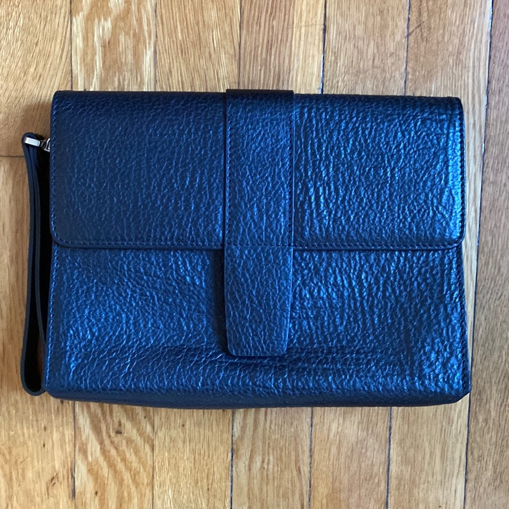 Vintage Black Leather Clutch